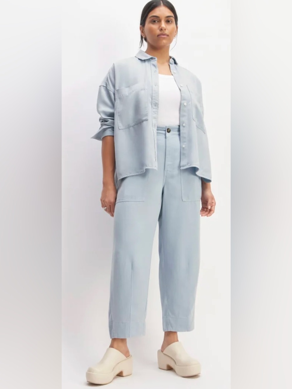 Everlane Light Blue Wide-Leg Utility Pants